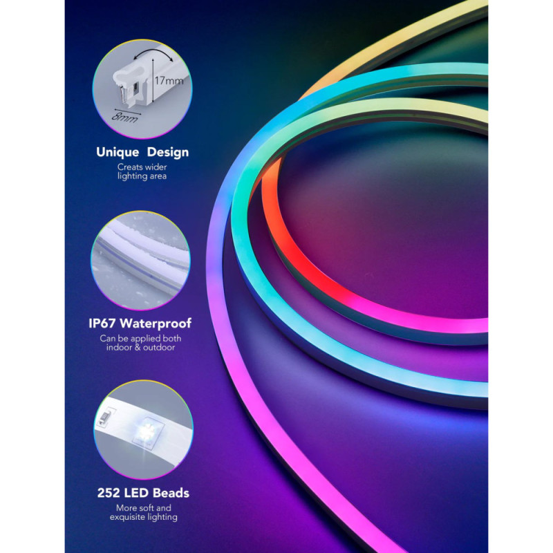 Govee Лента светодиодная умная H61A2 Neon LED Strip Light 5м Белый (H61A23D1)