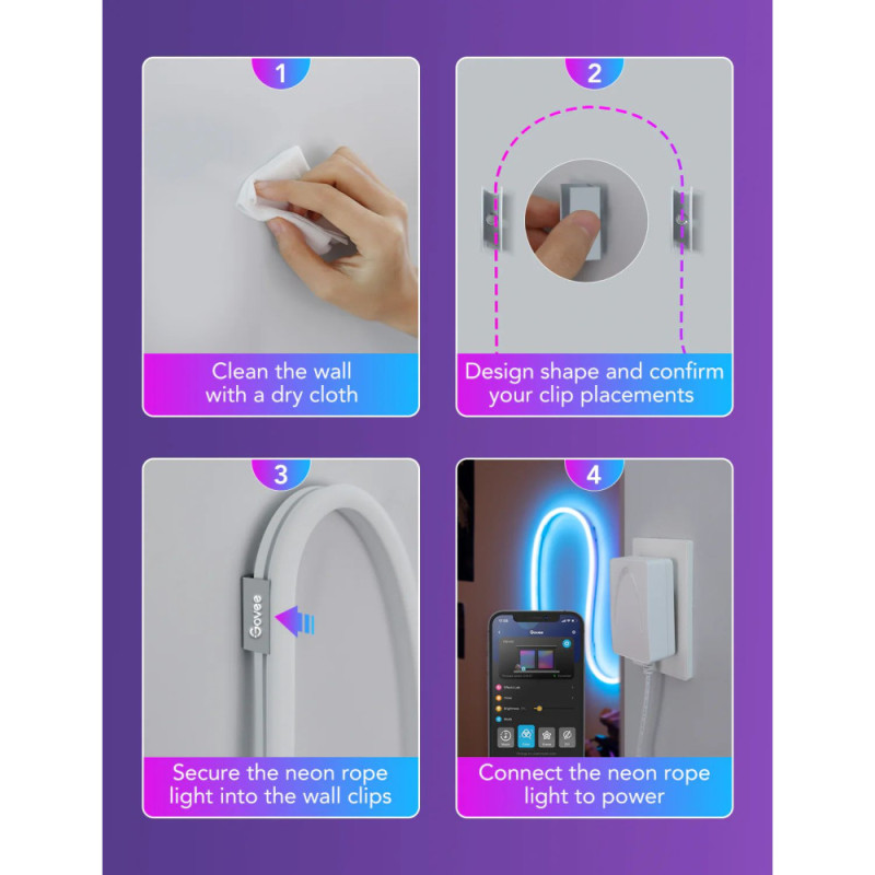 Govee Лента светодиодная умная H61A2 Neon LED Strip Light 5м Белый (H61A23D1)
