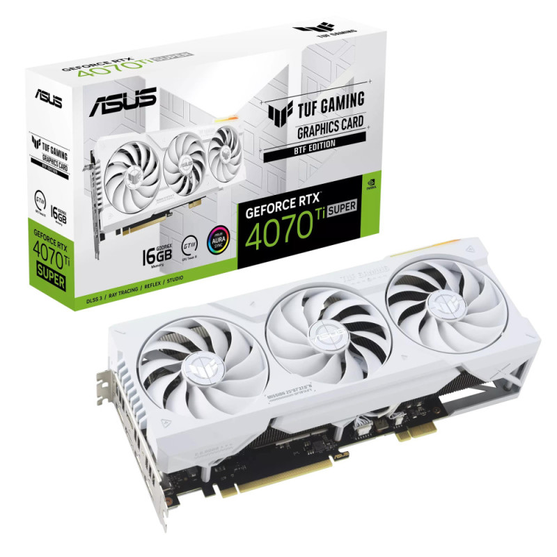 ASUS Видеокарта GeForce RTX 4070 Ti SUPER 16GB GDDR6X TUF-RTX4070TIS-16G-BTF-WHITE белый (90YV0KI1-M0NA00)