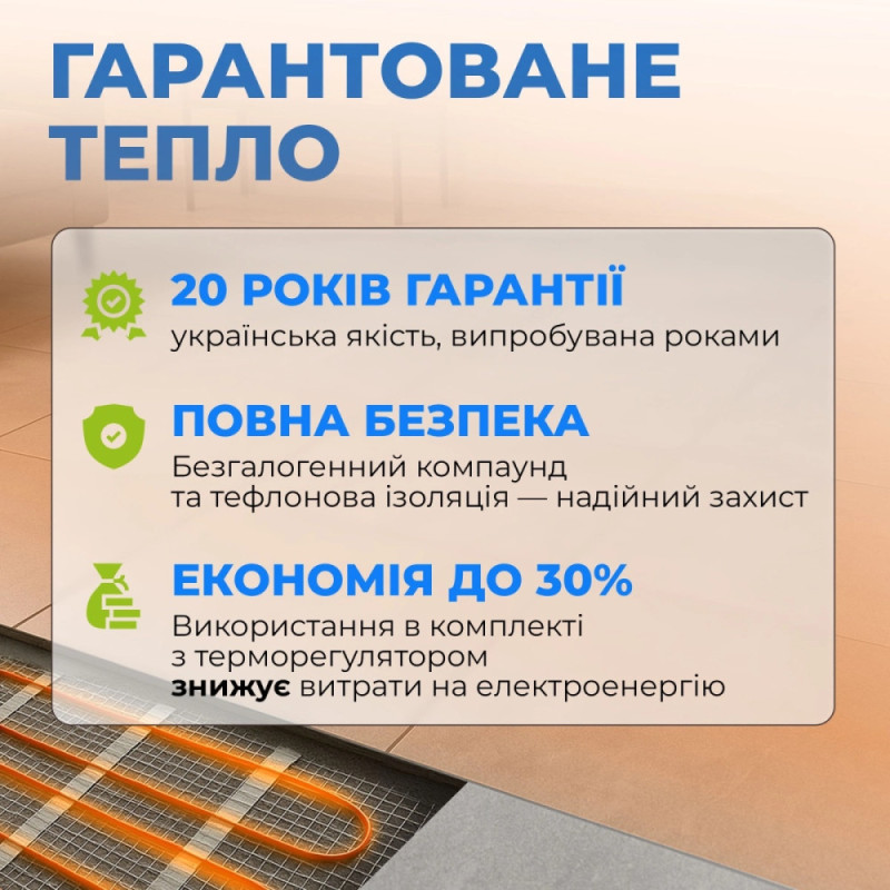 Navin Мат нагревательный HaloClear 190/680 двухжильный для систем отопления 3.5м кв, 0.5х7.0м 680Вт 230В (41-001035-0680)