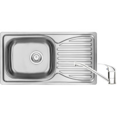 Deante Doppio kitchen set, steel sink ZEN_0113 + faucet BYU_060M, satin (ZENA0113)