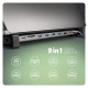 Концентратор AXAGON USB-C 9-in-1 4xUSB 3.2 + 2xUSB-C + HDMI + SD/TF + RJ45 1000Mbps + PD 100W black/gray (HMC-10HLS)