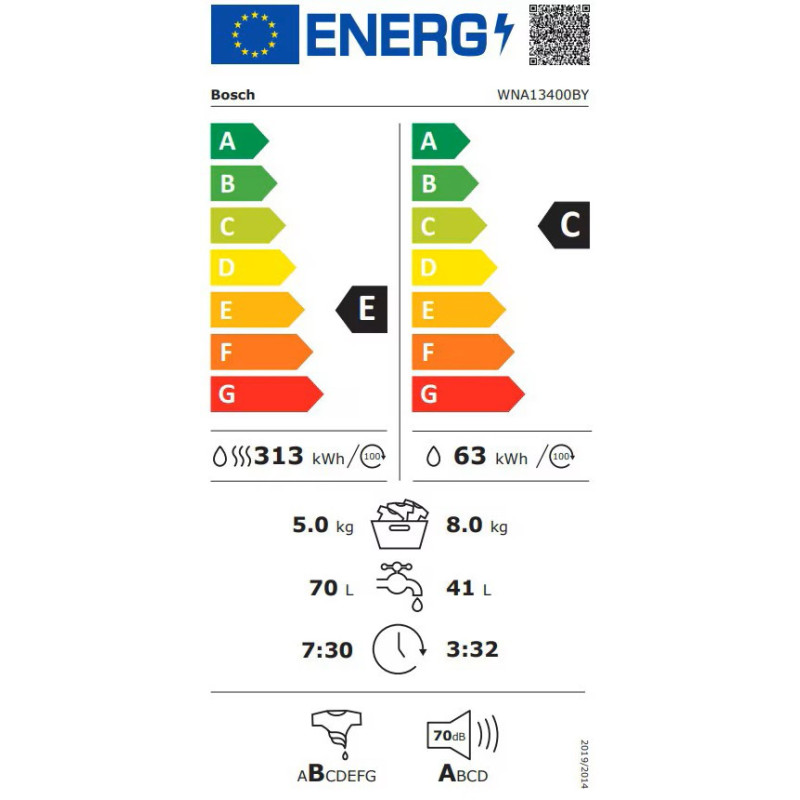 Bosch Прально-сушильна машина Bosch фронтальна, 8(5)кг, 1400, E, 59см, дисплей, білий (WNA13400BY) Bosch Прально-сушильна машина Bosch фронтальна, 8(5)кг, 1400, E, 59см, дисплей, білий (WNA13400BY)