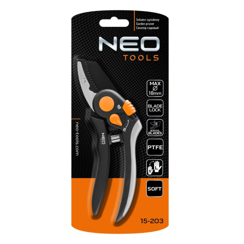 Neo Tools Секатор контактный, d реза 18мм, 200мм, 240г (15-203)