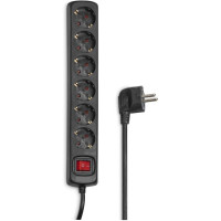 HAMA Protector-extender surge 6хТип F, 3х1.5мм2, 16А, 5м, black (00137266)