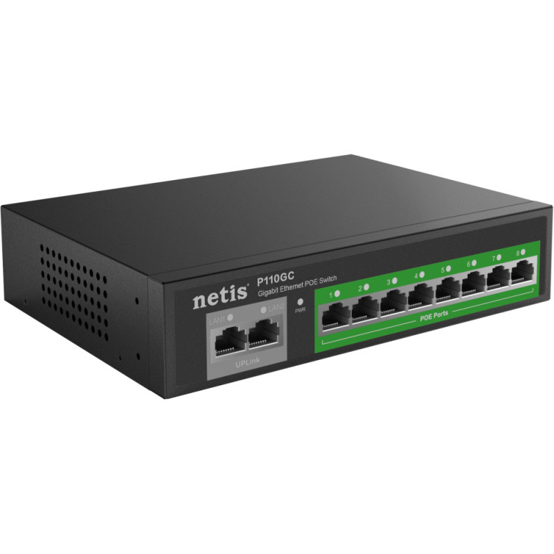 Netis Switch P110GC 8xGE PoE+, 2xGE Uplink, unmanaged