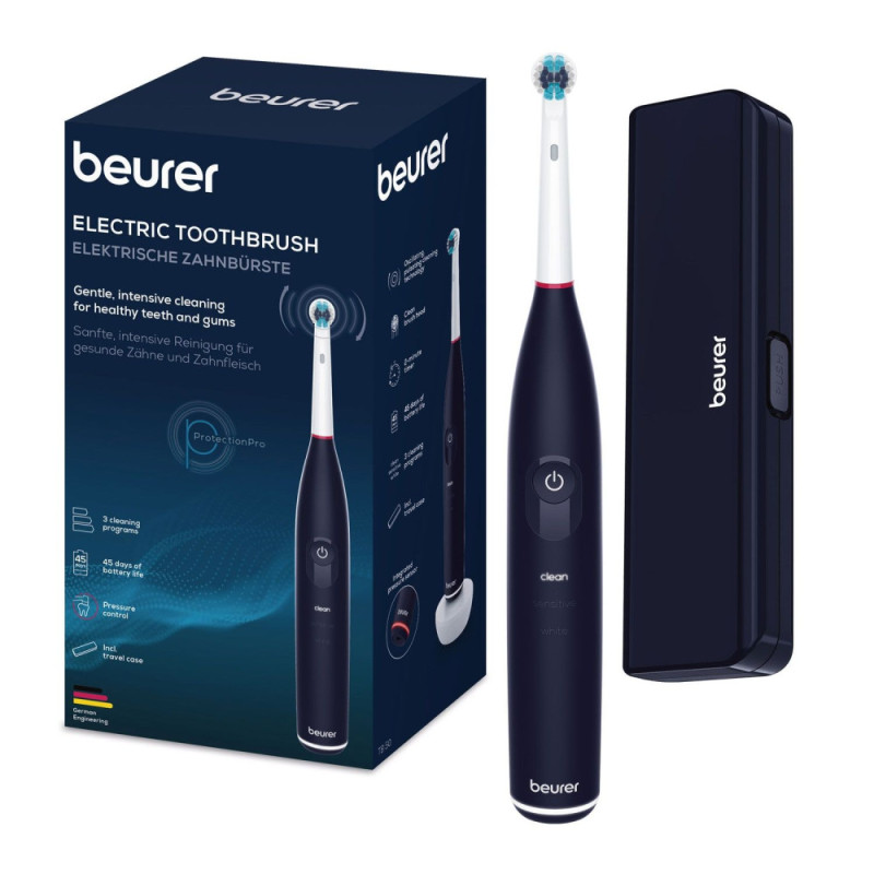 Beurer toothbrush electric, nozzle-1, 3 cleaning programs, black (TB_50)