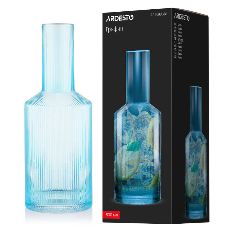 ARDESTO Carafe, 800ml, borosilicate glass, blue (AR2690GBL)