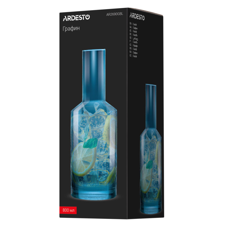 ARDESTO Carafe, 800ml, borosilicate glass, blue (AR2690GBL)
