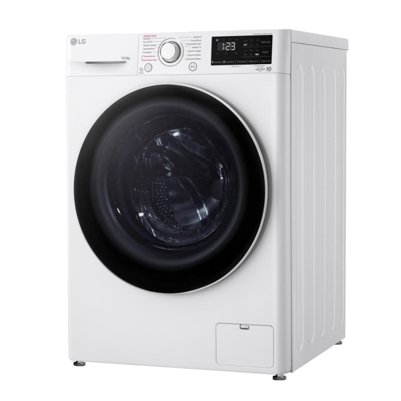 LG Пральна машина фронтальна, 10,5кг, 1400, A+++, 57см, дисплей, пара, інвертор, білий (F4V3RS0WW)