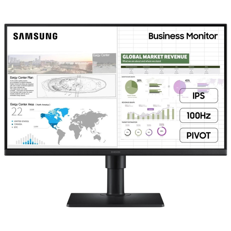 Samsung Монітор 23.8" S24D400 2*HDMI, DP, USB, IPS, 100Hz (LS24D400GAIXCI)
