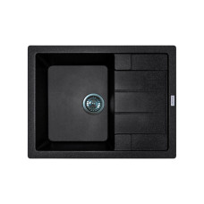 Adamant Мийка кухонна Anila, штучний камінь, прямокут., з крилом, 645х495х200мм, чаша - 1, врізна, чорний (182496100303)