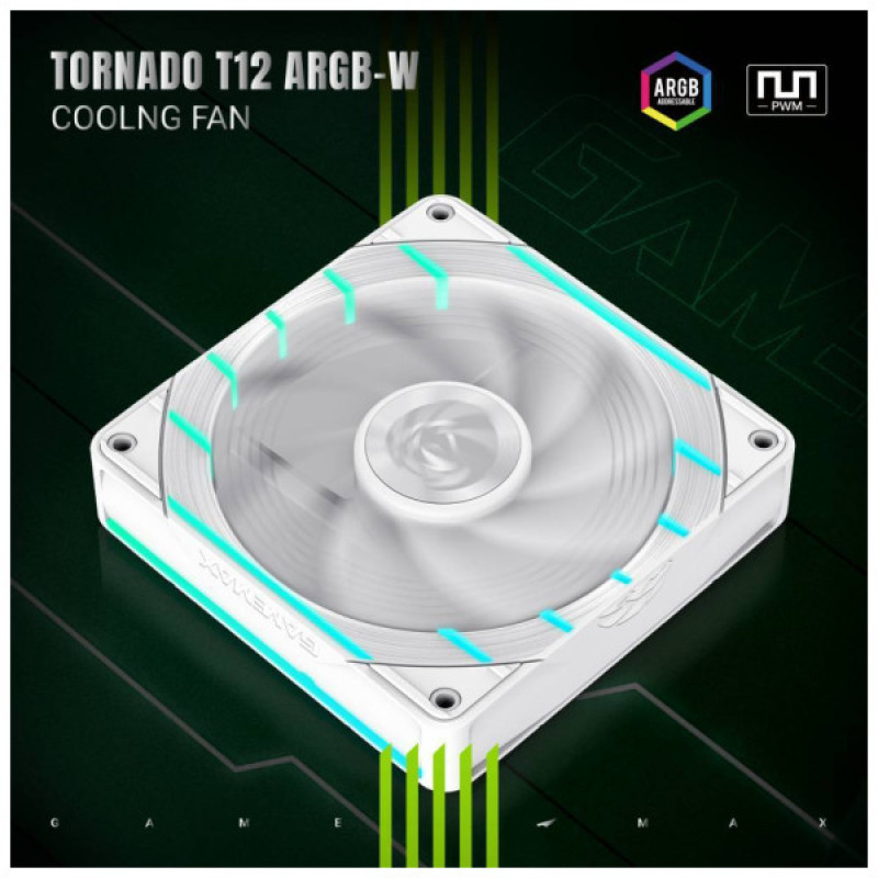 Кулер для корпуса Gamemax Tornado T12 ARGB-W