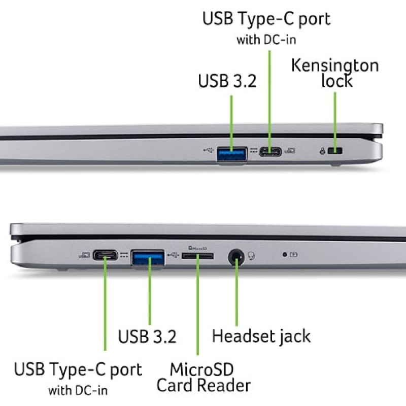 Acer Ноутбук Chromebook CB315-5H 15" FHD IPS, Intel C N100, 8GB, F128GB, UMA, ChromeOS, сріблястий (NX.KPPEU.001)