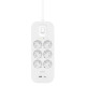 Belkin Удлинитель сетевой 2м, 6хТип, 16А, USB-A/USB-C 18Вт, фильтр, белый (SRB002VF2M-V2)