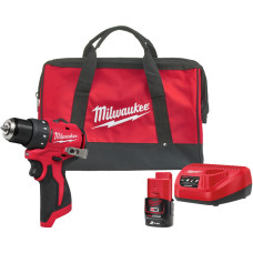Milwaukee Шурупокрут-дриль акумуляторний Milwaukee M12 BLDDRC-201BRF 12В 2А·год 40Нм 0-1700об/хв ЗП С12 сумка 0.98кг (4933500773)