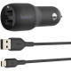 Belkin DUAL USB-A CAR CHARGER w/ 1M PVC A-mUSB, 24W, BLK (CCE002BT1MBK)