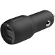 Belkin DUAL USB-A CAR CHARGER w/ 1M PVC A-mUSB, 24W, BLK (CCE002BT1MBK)