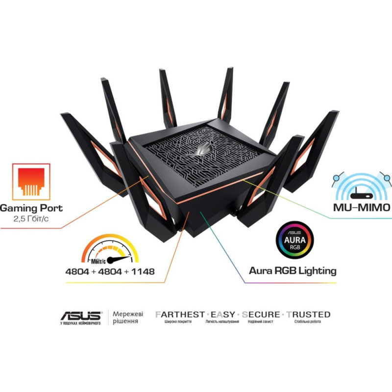 ASUS Router GT-AX11000 AX11000, 4xGE LAN, 1xGE WAN, 2xUSB3.1, MESH, EU-UK (90IG04H0-MU9G00)