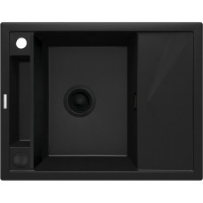 Deante Мойка кухонная Magnetic, гранит, прямоуг., с крылом, 640х500х219мм, чаша - 1, врезная, черный матовый (ZRM_N11A)