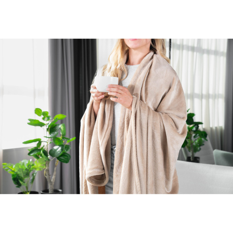 ARDESTO Flannel blanket, 200x220cm, beige, 100% polyester (ART0206SB)