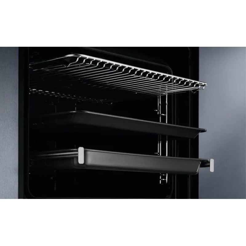 Electrolux Духовой шкаф электрический, 65л, A, дисплей, конвекция, телескопические направляющие, черный (EOF3H50BK)