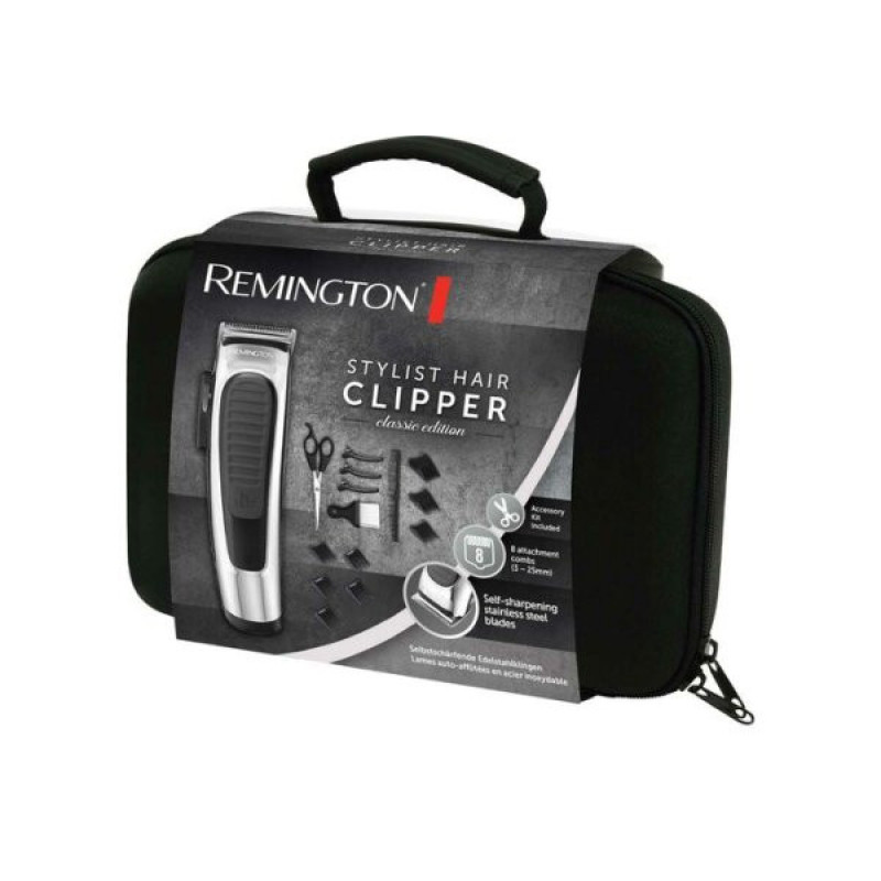 Remington Машинка для стрижки Classic Edition, сеть+акум., роторный мотор, насадок-8, кейс, ножницы, расческа в компл., серебр. (HC450)