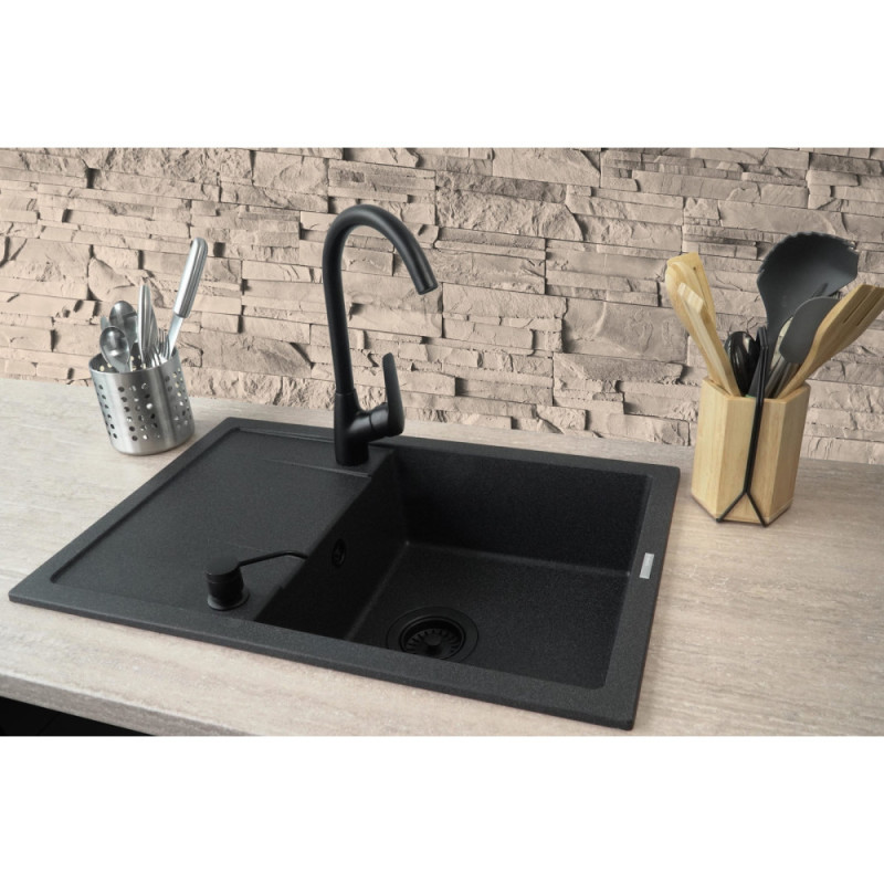 Deante Kitchen set Corio, granite sink ZQN_N113 + tap BMO_062M + dispenser ZZZ_000D, graphite (ZRCC2113)