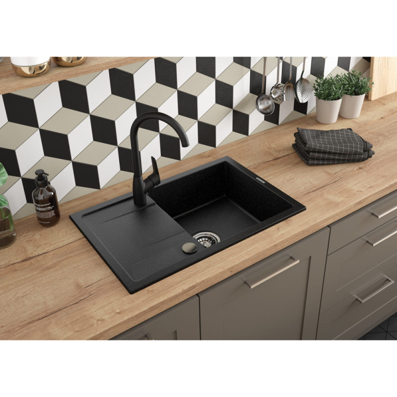 Deante Kitchen set Corio, granite sink ZQN_N113 + tap BMO_062M + dispenser ZZZ_000D, graphite (ZRCC2113)
