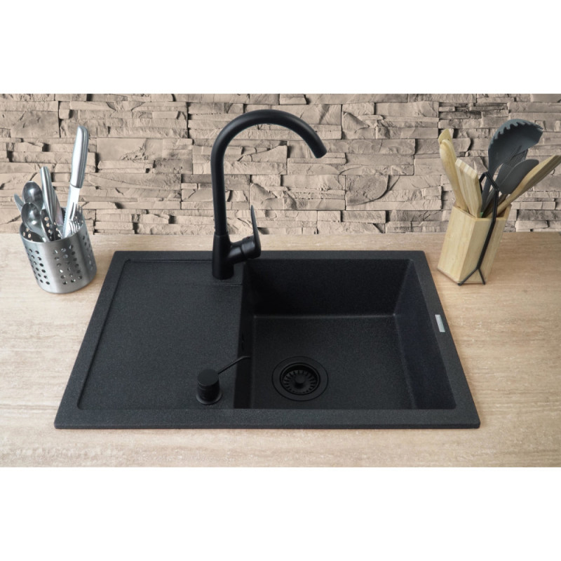 Deante Kitchen set Corio, granite sink ZQN_N113 + tap BMO_062M + dispenser ZZZ_000D, graphite (ZRCC2113)