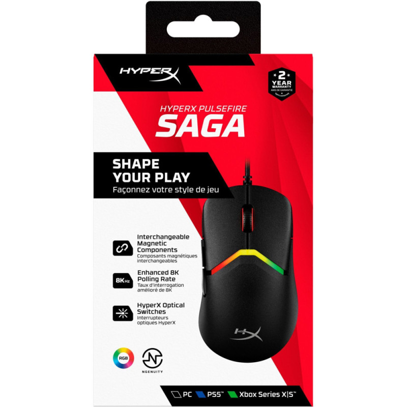 HyperX Pulsefire SAGA, RGB, USB-A, black (A2PB3AA)