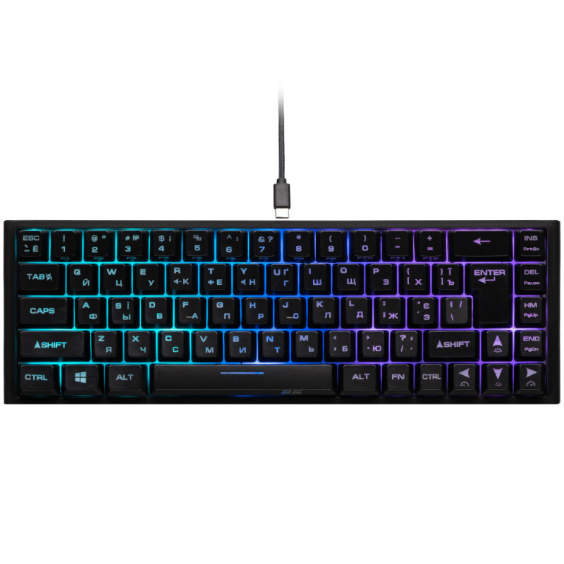 2E Gaming Keyboard KG350 RGB 68key USB Black Ukr (2E-KG350UBK)
