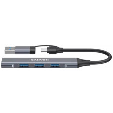 Концентратор Canyon USB-C/A 4-in-1 1xUSB 3.0 + 3xUSB 2.0 gray (CNS-TDS02G)