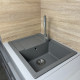 Adamant Kitchen sink Anila, artificial stone, rectang., with drainboard, 645х495х200mm, bowl - 1, over-mounted, grey (100001387)