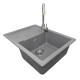Adamant Kitchen sink Anila, artificial stone, rectang., with drainboard, 645х495х200mm, bowl - 1, over-mounted, grey (100001387)