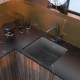Deante Kitchen Sink granite, square, no drainboard, 500х440х230mm, bowl - 1, over(under)-mounted, grey + kitchen board (ZKM_S10A)
