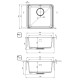 Deante Kitchen Sink granite, square, no drainboard, 500х440х230mm, bowl - 1, over(under)-mounted, grey + kitchen board (ZKM_S10A)