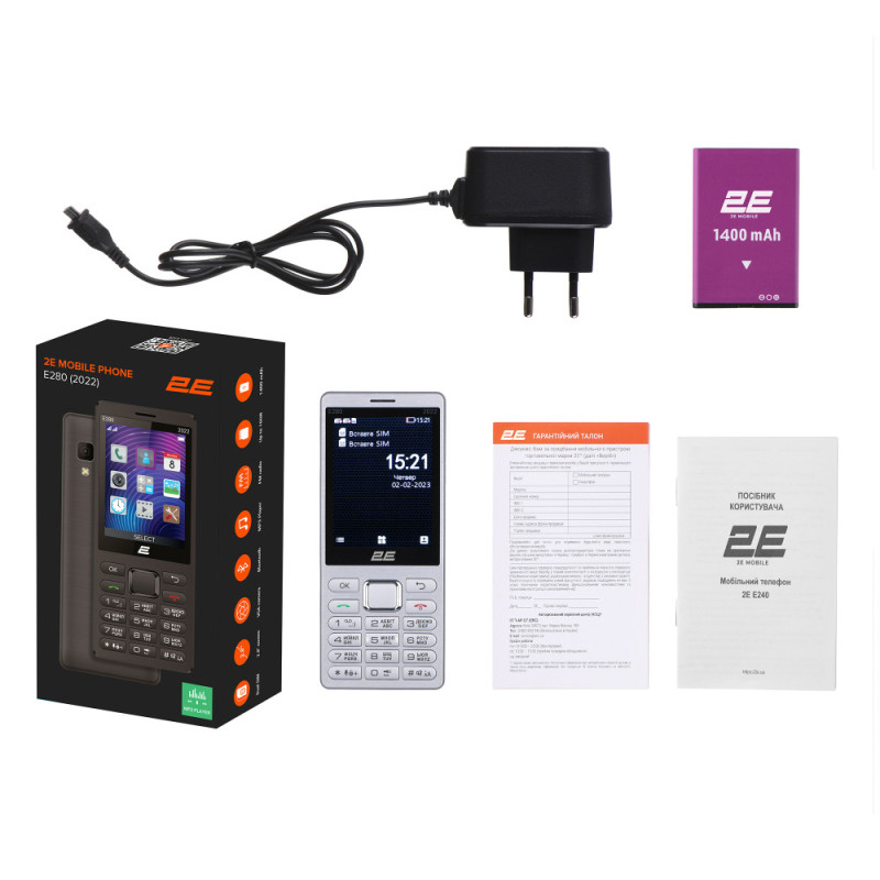 2E Mobile phone E280 2022 Dual SIM Silver