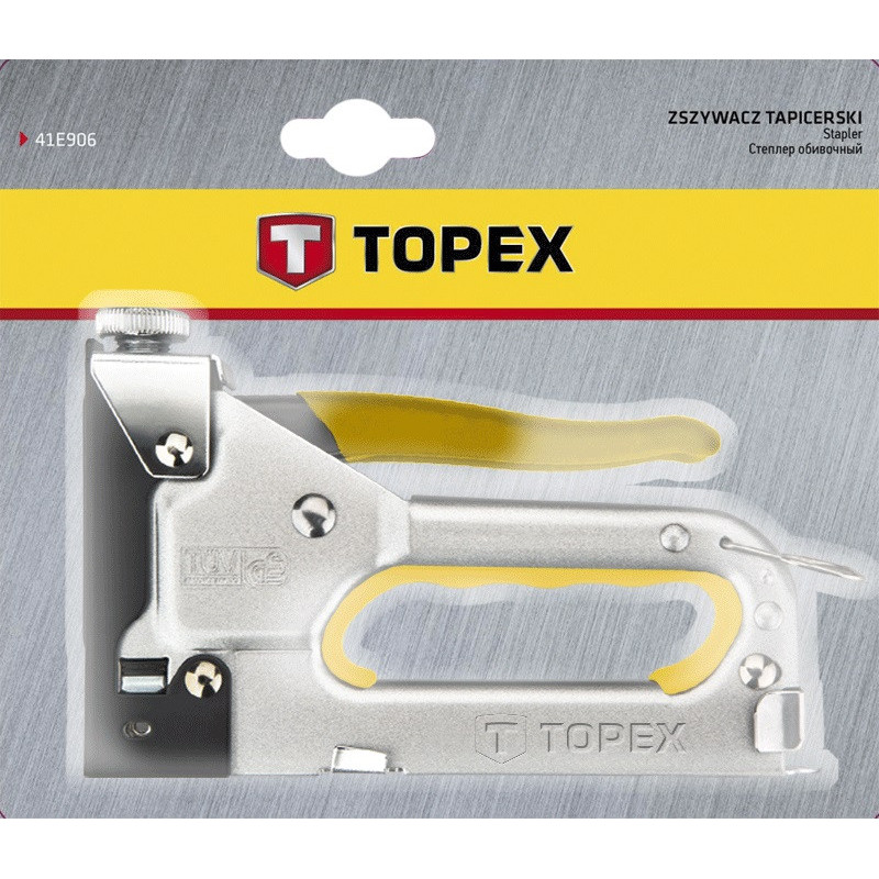 Topex Степлер, 6-14мм, тип скоб J, держатель прорезиненный, регулировка забивания скобы (41E906)