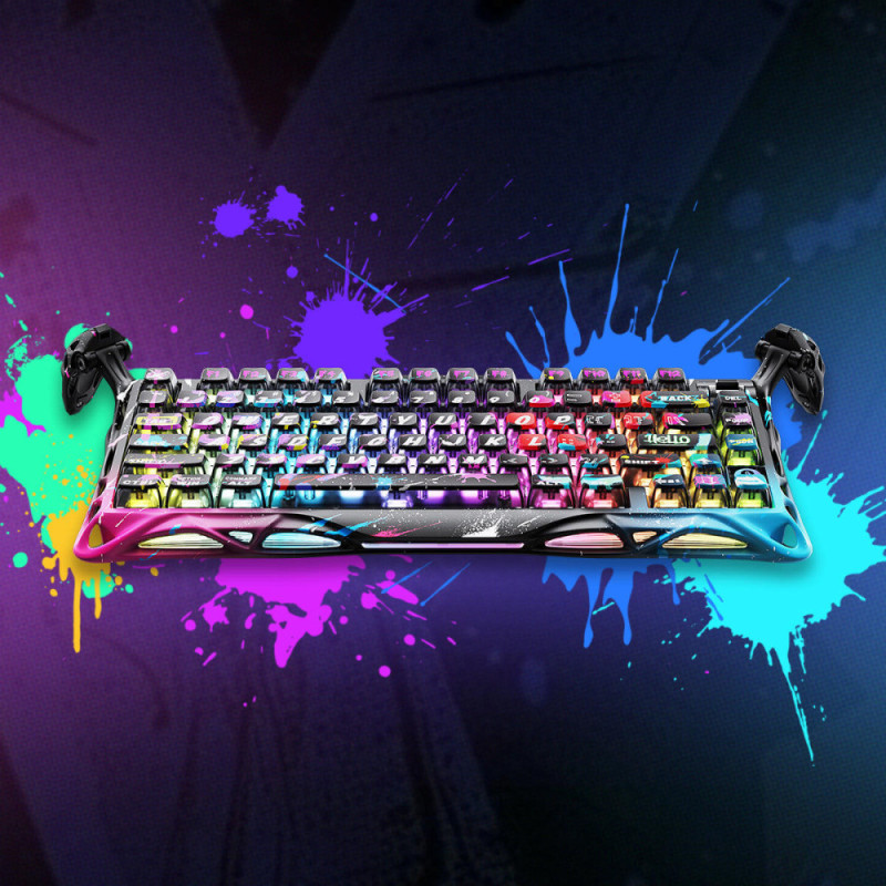 GravaStar Клавиатура механическая Mercury V75 Pro 80keys, Magnetic Jade Gaming, 8K, USB-A, RGB, Neon Graffiti (GSV75PRO_U_CG_BLK)
