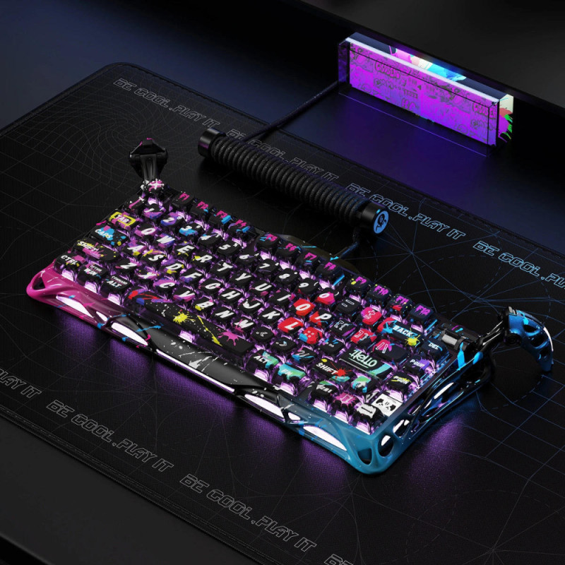 GravaStar Клавиатура механическая Mercury V75 Pro 80keys, Magnetic Jade Gaming, 8K, USB-A, RGB, Neon Graffiti (GSV75PRO_U_CG_BLK)