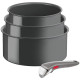 Tefal Ingenio Renew cookware set, 4 pcs., aluminum, stainless steel, bakelite, gray (L2609402)