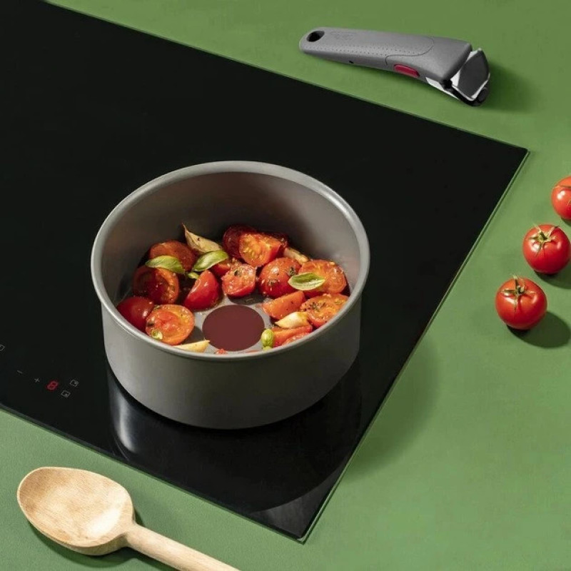 Tefal Ingenio Renew cookware set, 4 pcs., aluminum, stainless steel, bakelite, gray (L2609402)