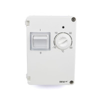 DEVI Терморегулятор DEVIreg 610 (-10+50C), датчик на проводе 3м, электронный, на DIN рейку, макс 10А (140F1080)