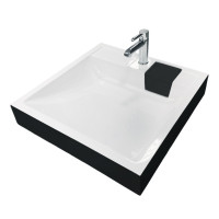 Adamant Раковина, умывальник WASHER NEW, искуственный камень, прямоуг., с отверстием для смесителя, без перелива, 595х595х115мм, накладной, черно-белый (4824296202903)