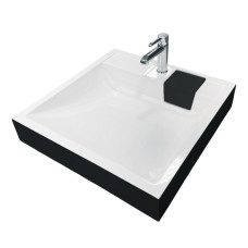 Adamant Sink, washbasin WASHER NEW, artificial stone, rectang., with mixer hole, without overflow, 595х595х115mm, imposed, black and white (4824296202903)