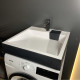 Adamant Раковина, умывальник WASHER NEW, искуственный камень, прямоуг., с отверстием для смесителя, без перелива, 595х595х115мм, накладной, черно-белый (4824296202903)