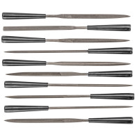 Topex Needle files for metal, set 10pcs, diamond, diameter 3mm, plastic handles, 140mm (06A015)