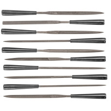 Topex Needle files for metal, set 10pcs, diamond, diameter 3mm, plastic handles, 140mm (06A015)