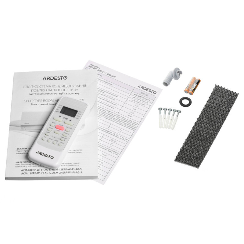 ARDESTO Air Conditioner ACM-09ERP-R32-WF-AG-S, 25 m2, ERP Inverter, A++/A+, down to -20°C, Wi-Fi, R32, white